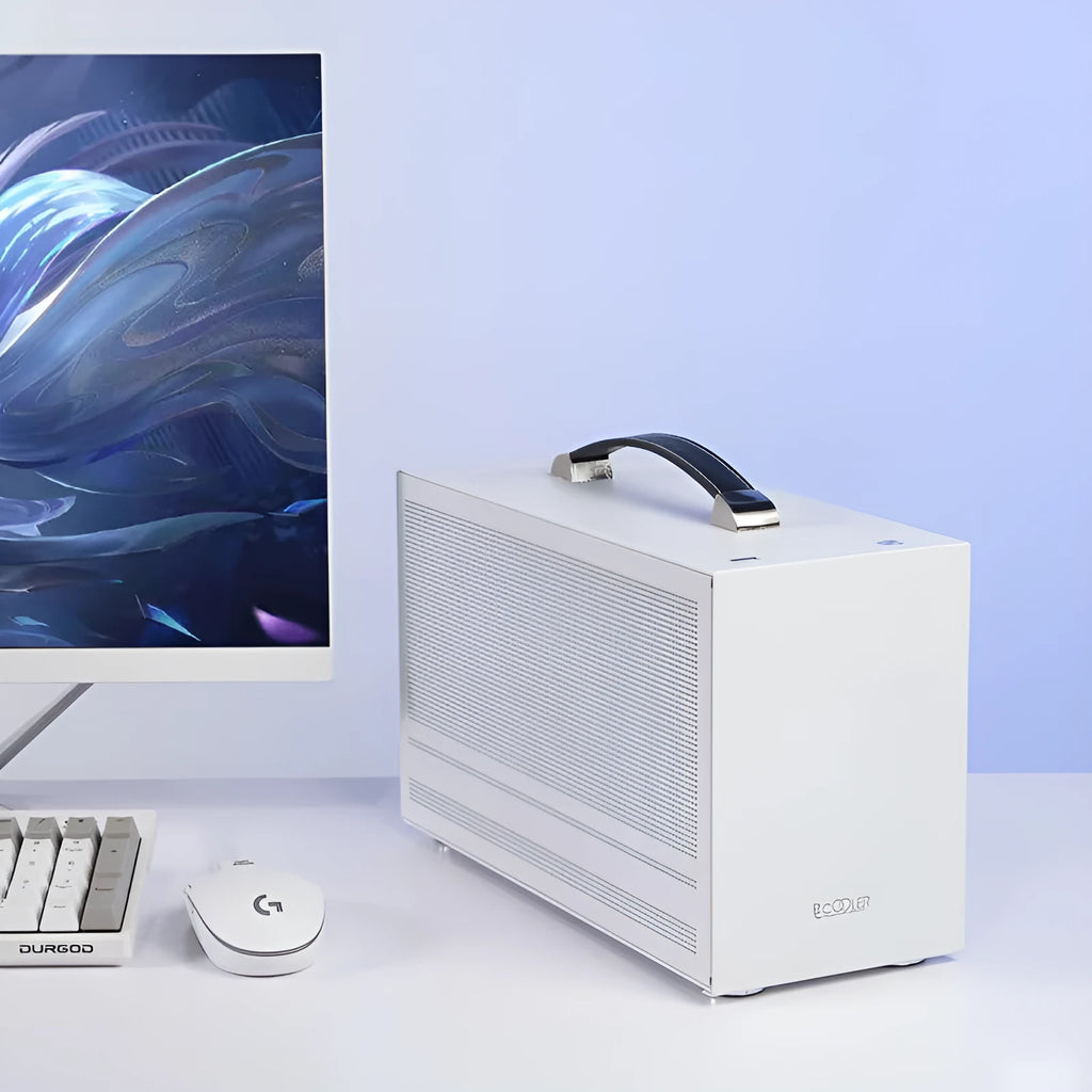 Hummingbird PRO Mini ITX desktop computer case in titanium gray and white colour options