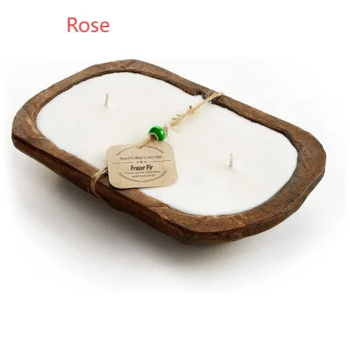 Lavender-scented wooden wick aromatherapy candle in retro wooden basin with 230g soy wax