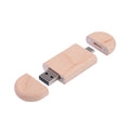 Carved wooden box-shaped USB flash drive with TYPE-C phone connector on display