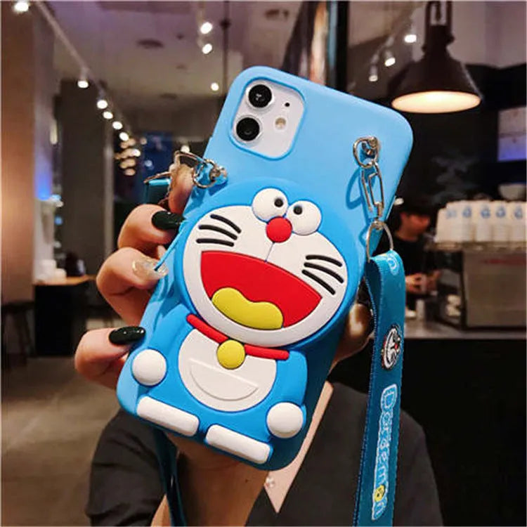 Cartoon camouflage print silicone wallet case for Huawei smartphones in multiple colours.