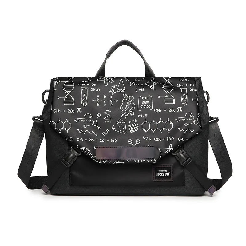 Oxford cloth laptop messenger bag with printed letter pattern for 13-16 inch tablet and 16 inch gaming notebook