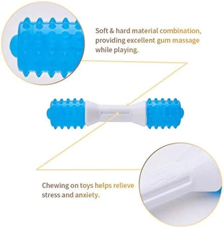 Dual-colour puppy teething chew toy made of TPR rubber for dogs aged 2-8 months