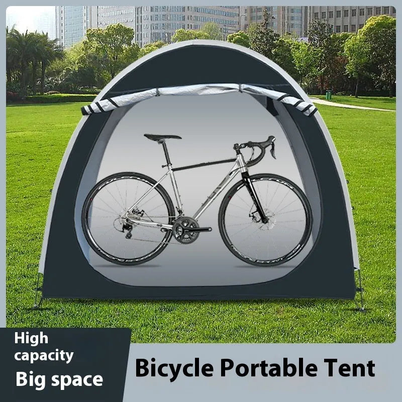 Black outdoor bicycle storage tent measuring 185cm with space for 2-3 bikes