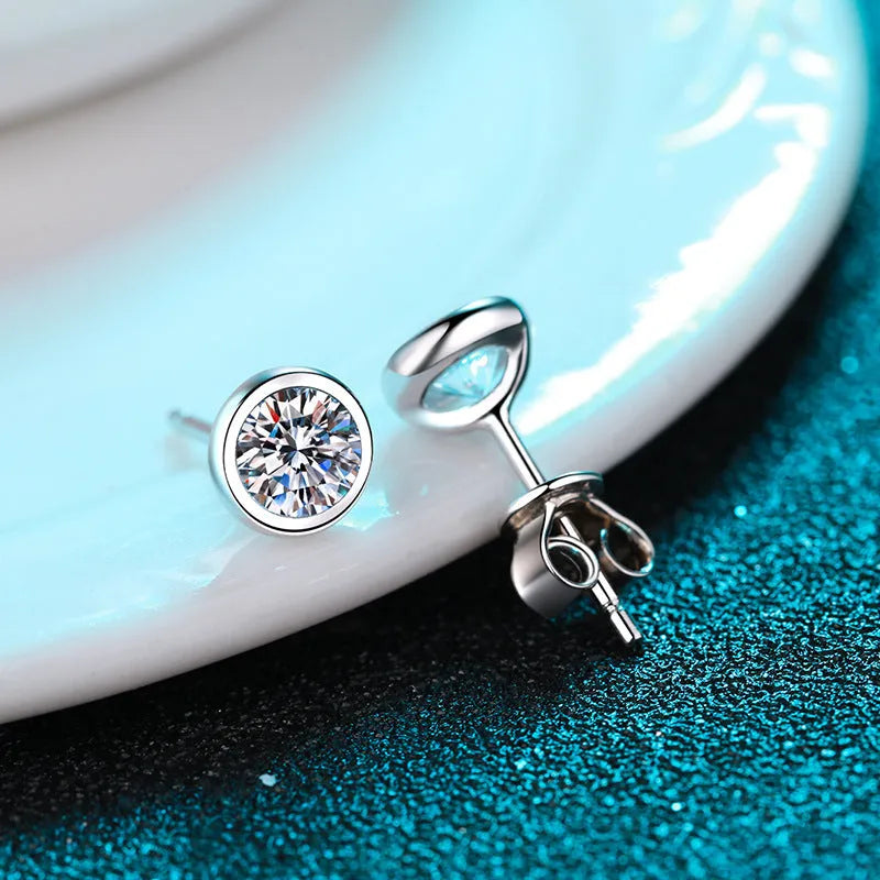 925 sterling silver pt950 gold plated women's earrings with moissanite or zircon stones in geometric designs