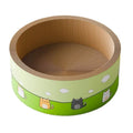 Round cat scratch board with deep circular pits made from corrugated paper