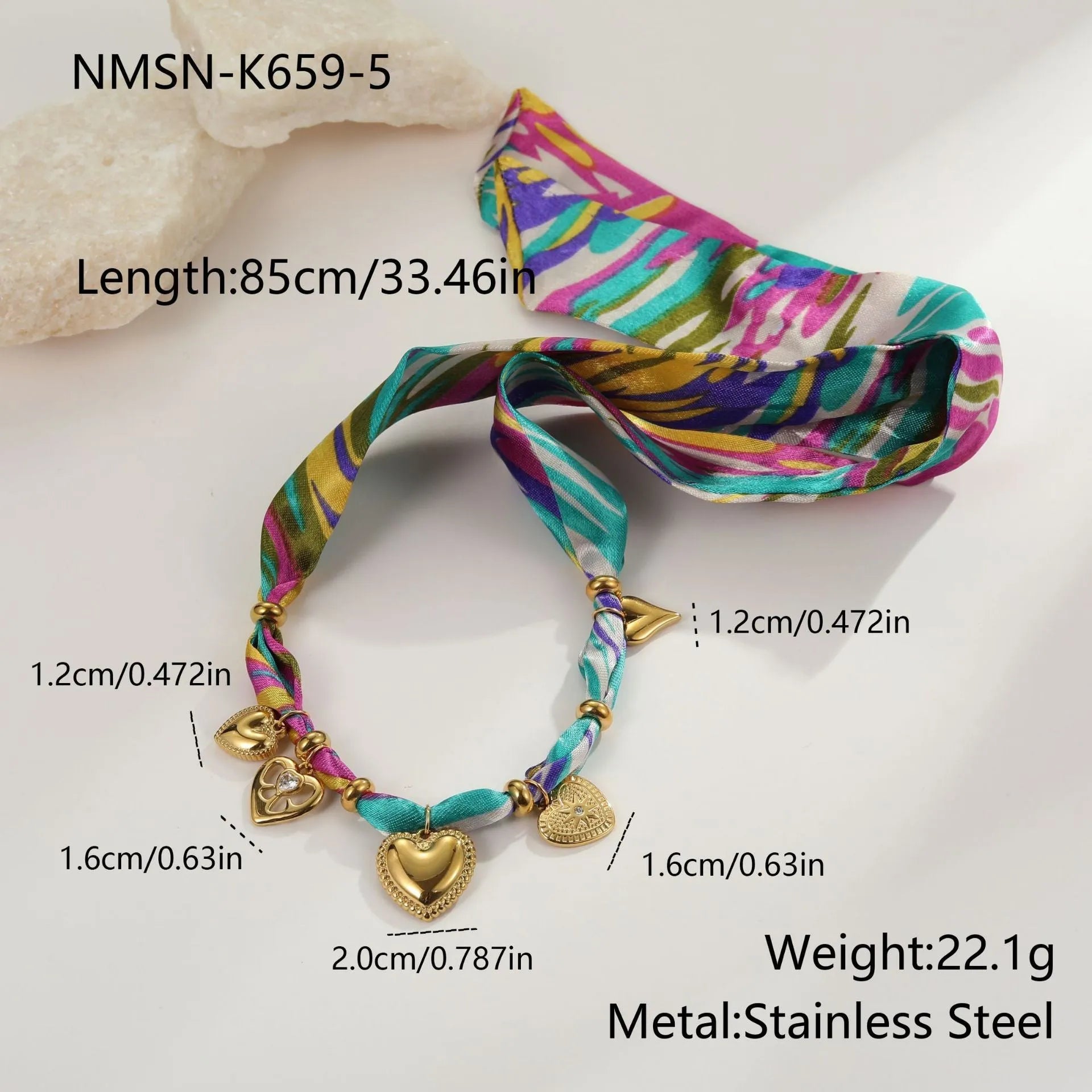 18K gold plated stainless steel necklace and bracelet set with geometric pendant on adjustable 41-50cm chain