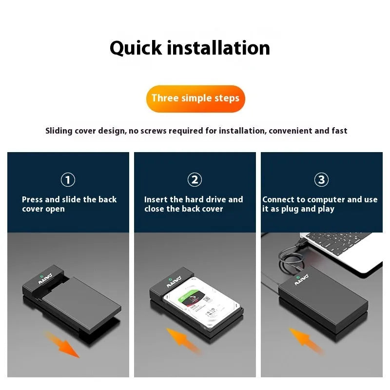 USB 3.0 external hard drive enclosure for 3.5 inch SATA hard drives with slide cover design