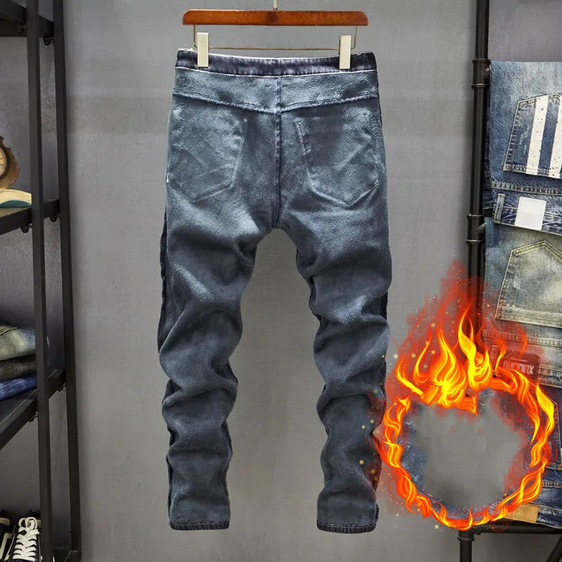 Men's slim-fitting skinny jeans in dark blue and light blue colours with micro-elasticity cotton denim