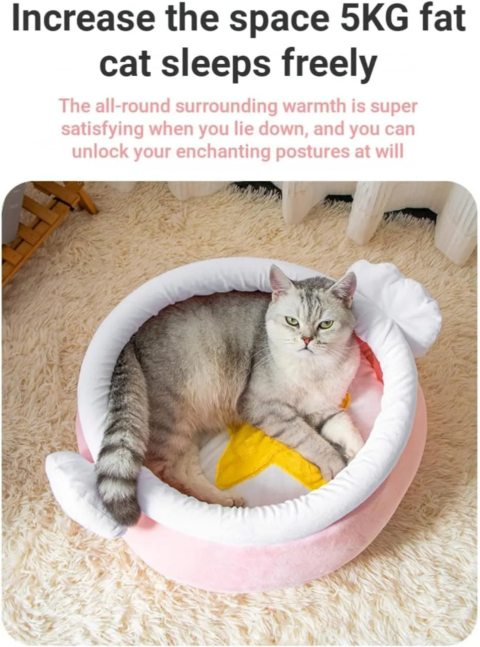 Pink honey pot magic wand shaped cat bed with a removable cushion for small pets.