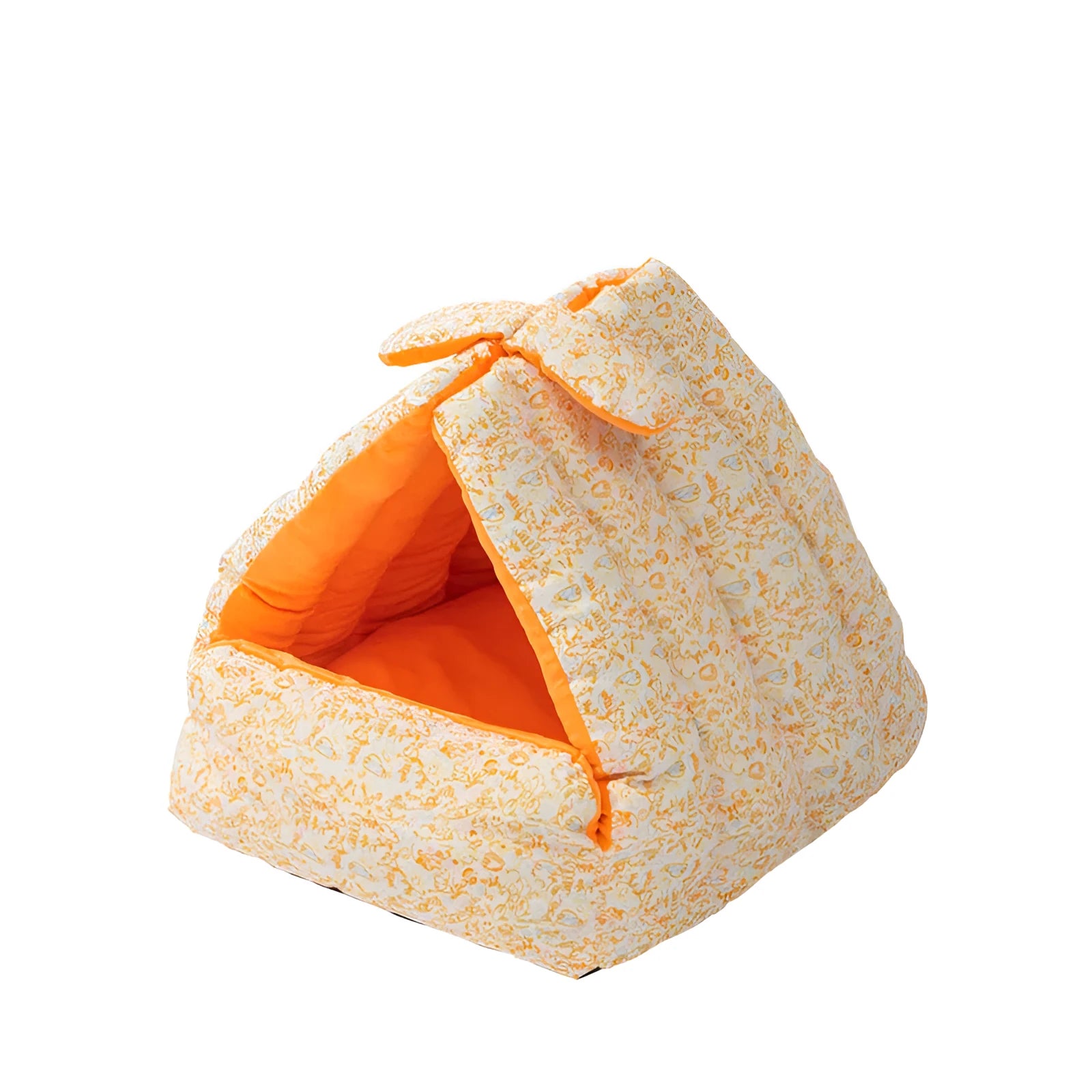 Semi-enclosed thickened triangle pet nest in orange colour for cats and dogs