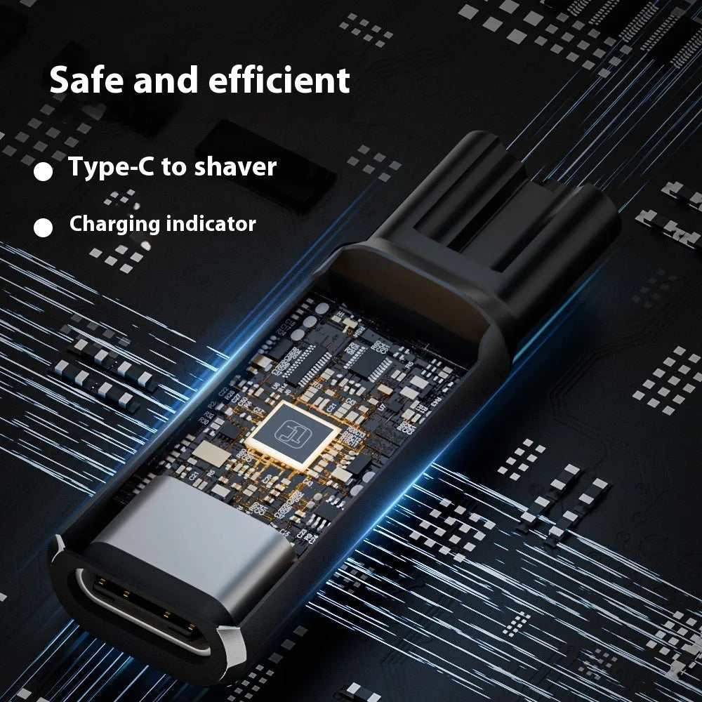 Black USB C charging adapter for electric shavers with aluminium alloy construction and 4.3V output