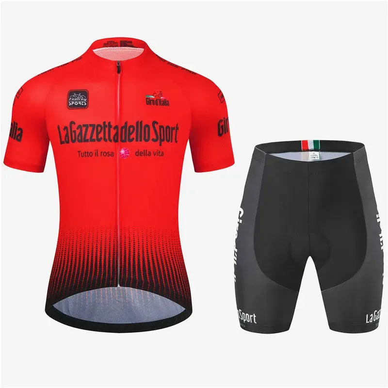 Men's patterned cycling suit with short sleeves for road biking in summer