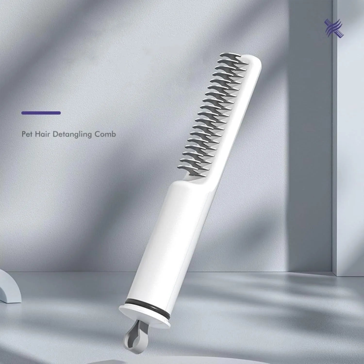 Stainless steel pet dematting comb with ergonomic handle for removing knots from dog coats