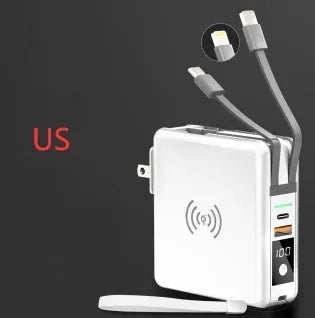 Super QI wireless charging power bank PD20W 10000mAh with travel adapter in black or white
