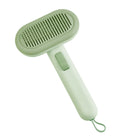 Large light grey pet grooming comb for cats and dogs showing one-click hair removal button.