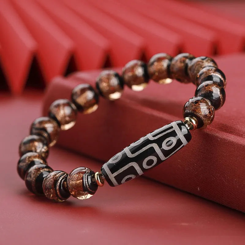 Chinese coloured glaze lucky bracelet with ancient five-colour snake pattern.