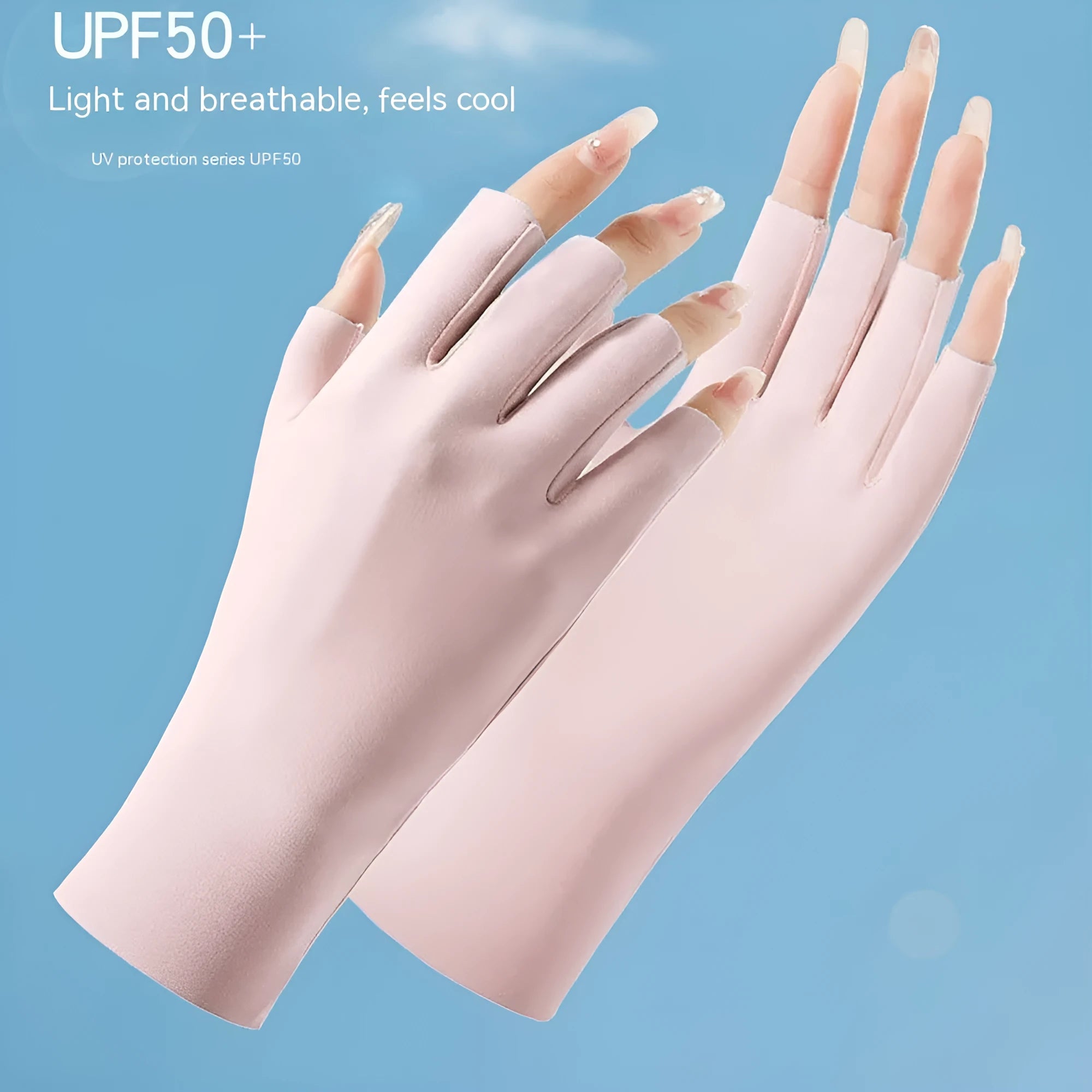 Ice silk sunscreen gloves for women with UPF50+ protection in various colours