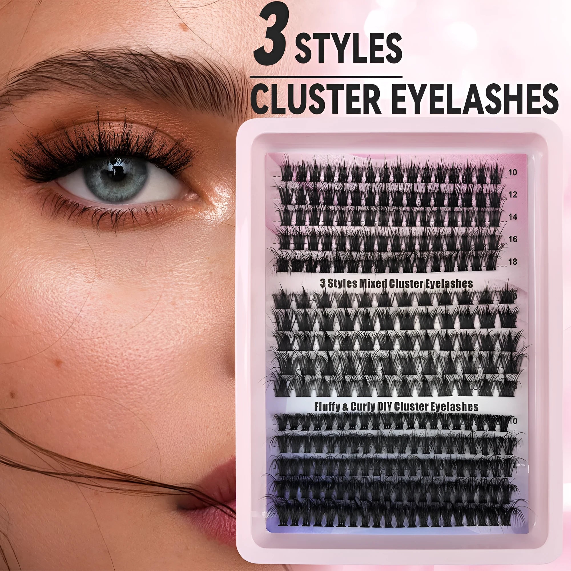 Large capacity false eyelash storage box with mixed specifications measuring 13.7cm by 13.5cm