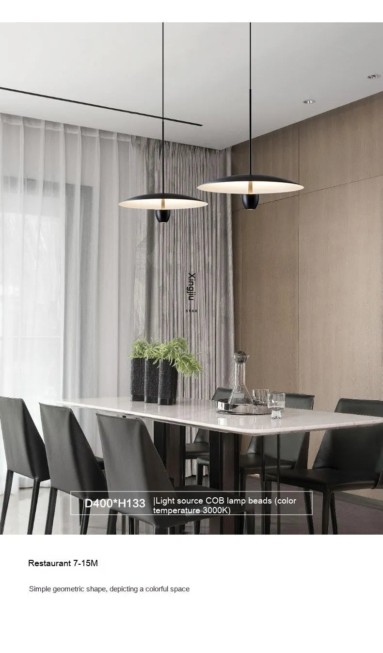 Black modern minimalist ceiling chandelier with 400mm diameter and warm white lighting