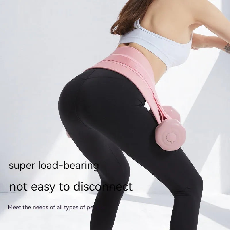 Adjustable hip bridge training belt for weight-bearing exercises with dumbbells or barbells