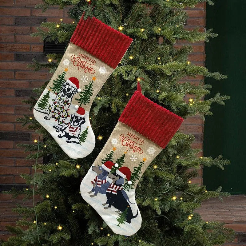 Cloth Christmas tree pendant gift bag in American style, 46cm long.
