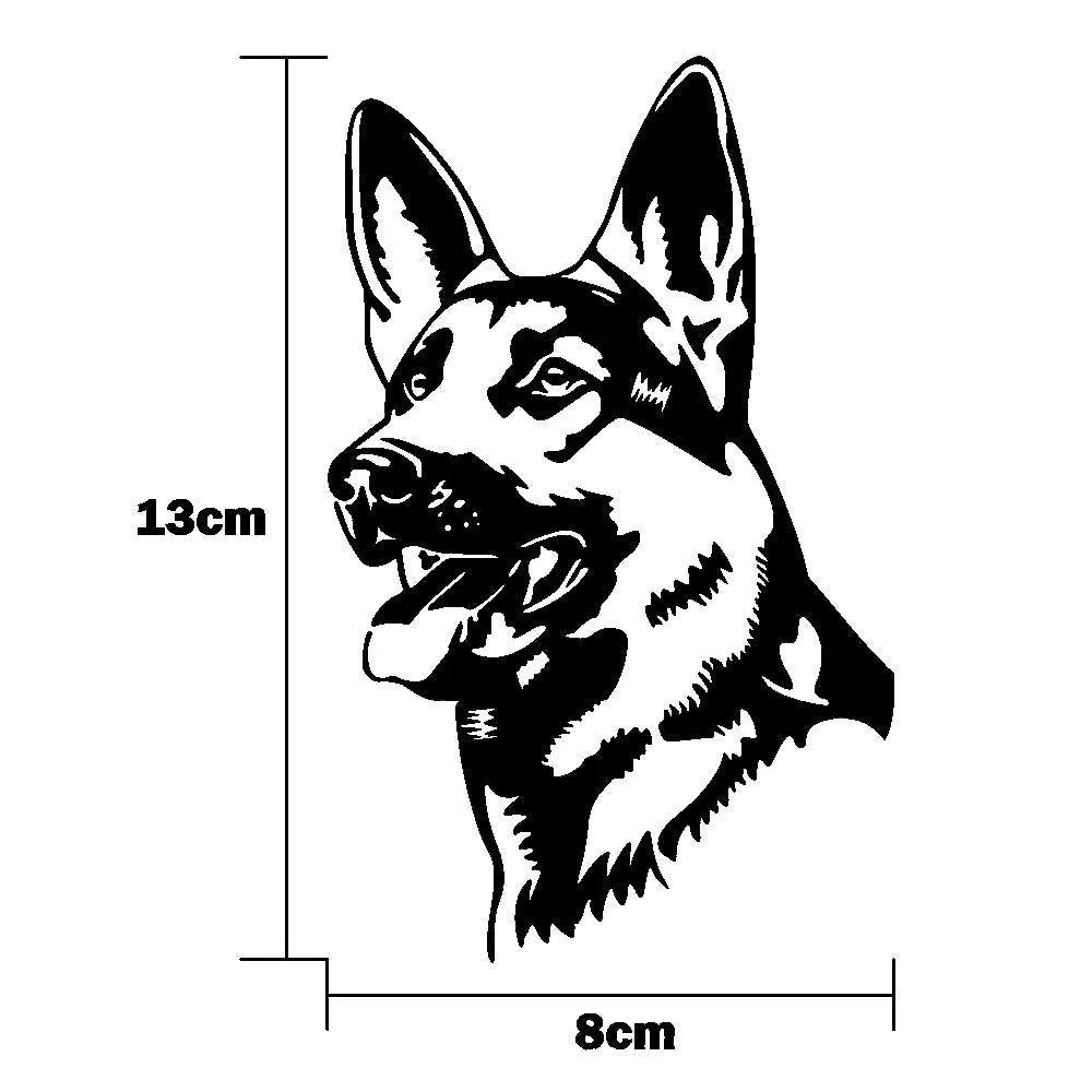 Reflective Alsace Shepherd dog bumper sticker in five colour options measuring 13 by 8 cm