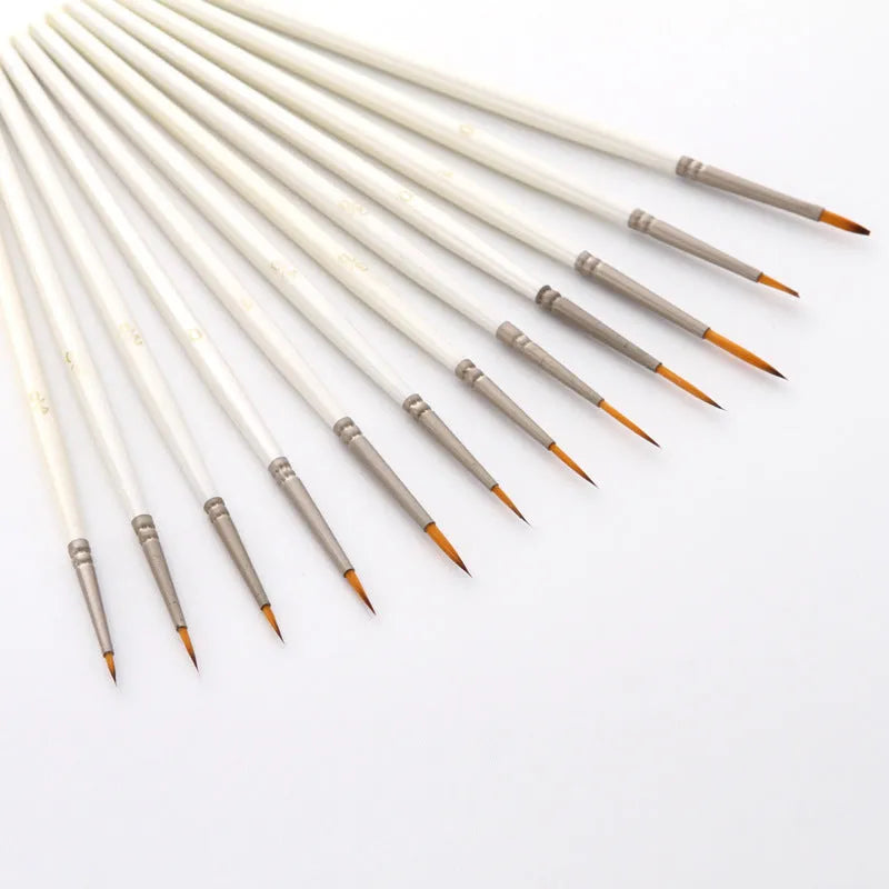 12 fluorescent art marker pens with nylon wool brush tips and solid wood holders for multi-medium painting