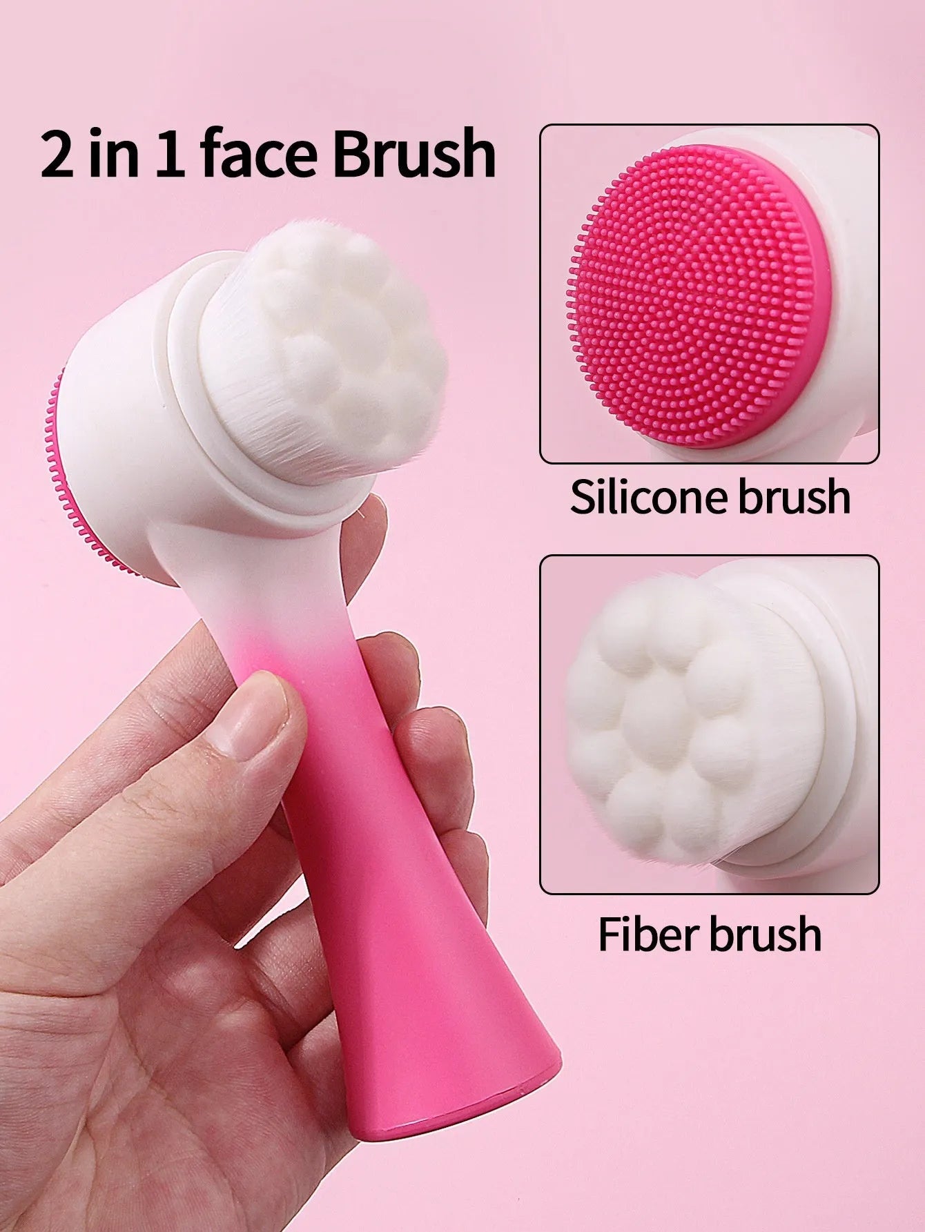 Facial brush set with coral fleece hair band in purple, grey, white, or pink colours