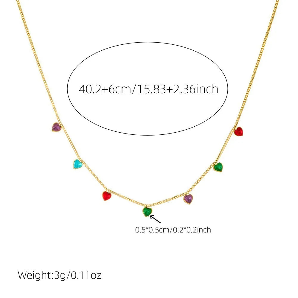 Women's gold-plated heart-shaped stainless steel necklace on adjustable chain