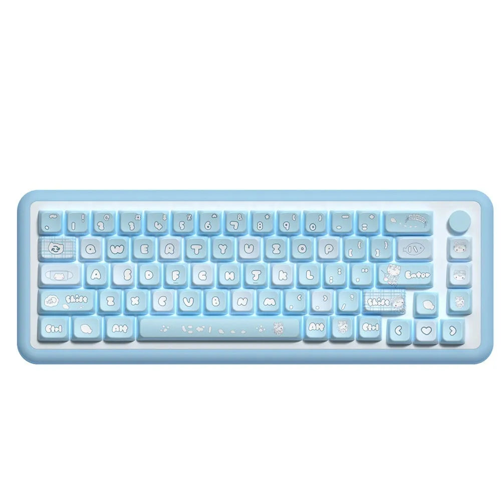 Watercolour kitten design custom keycap set for mechanical keyboards in PTB material