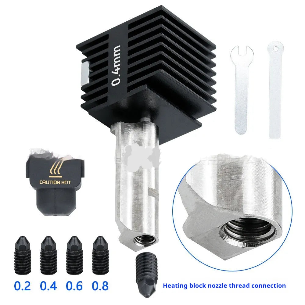 Bambu Lab A1 Mini 3D printer hardened steel hot end nozzle assembly with silicone sleeve
