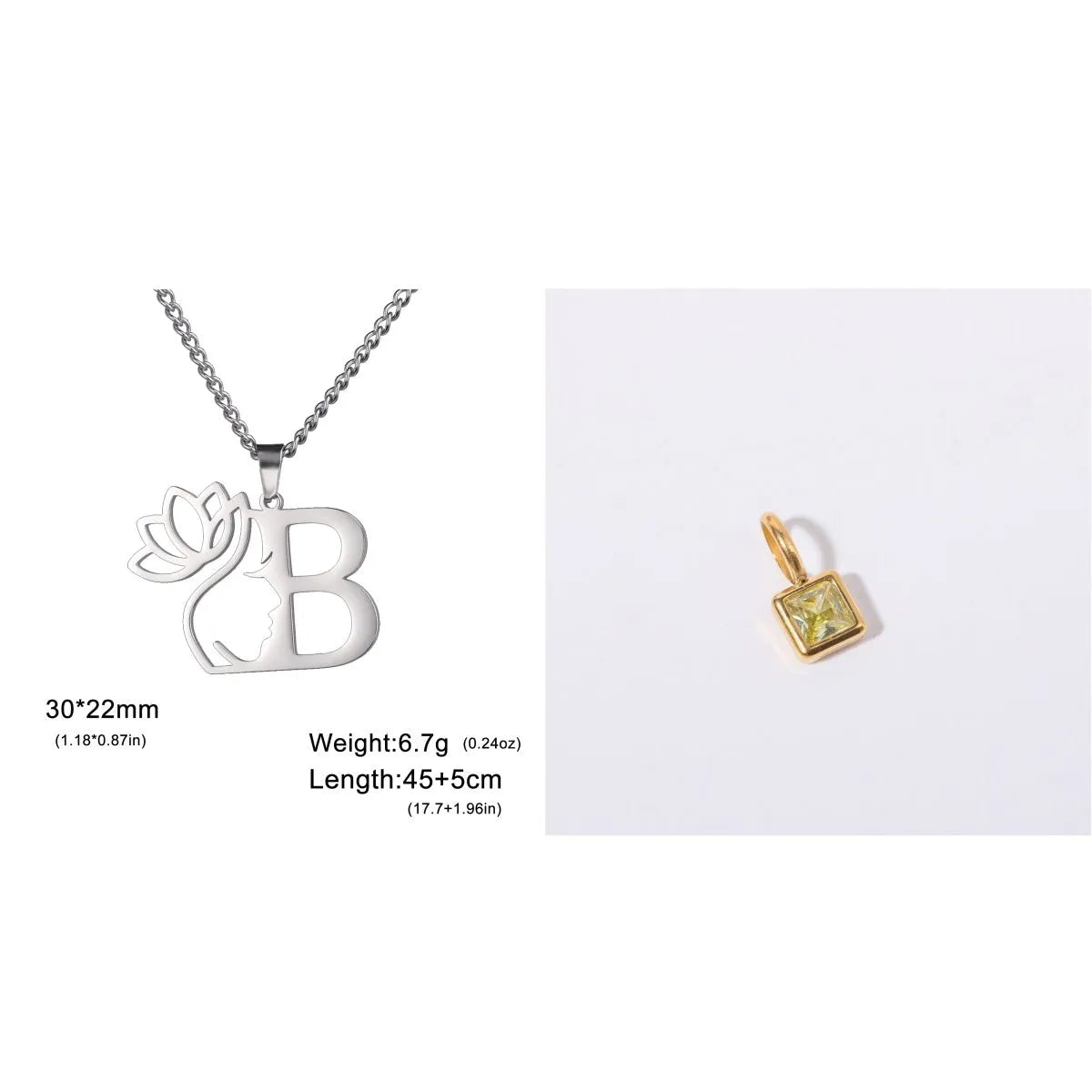 Stainless steel cross chain necklace with single pendant in gold or silver colour