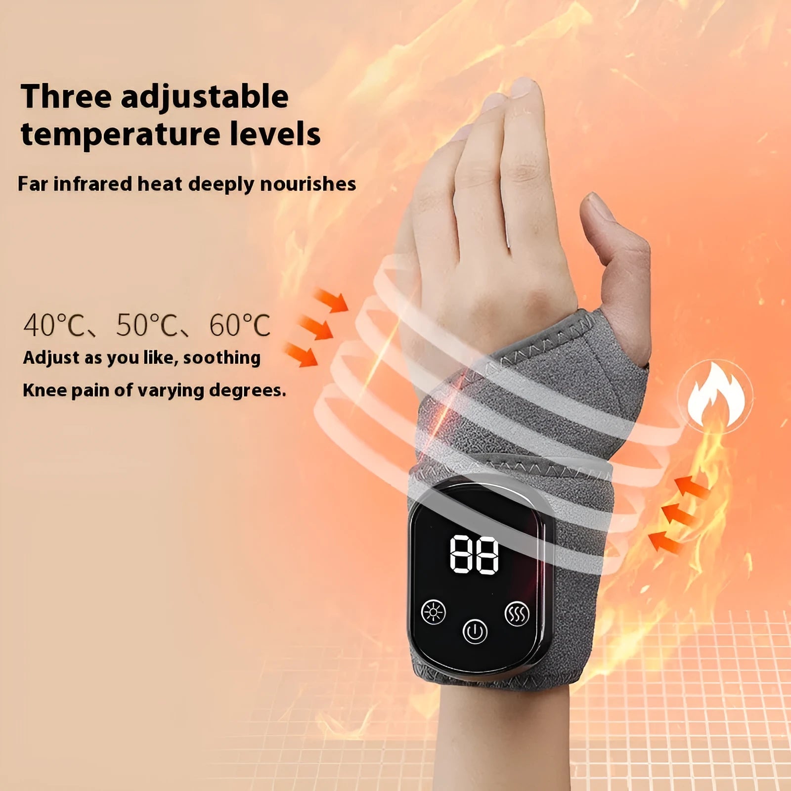 Grey rechargeable cloth heating pad for wrist, ankle, knee, and neck physiotherapy.
