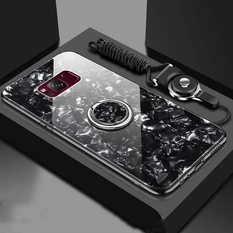 Tempered glass Samsung phone case with TPU frame in solid colour options