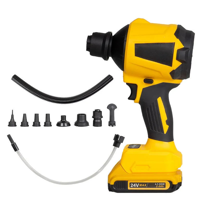 Yellow cordless dust gun with 680W power rating for office appliance cleaning