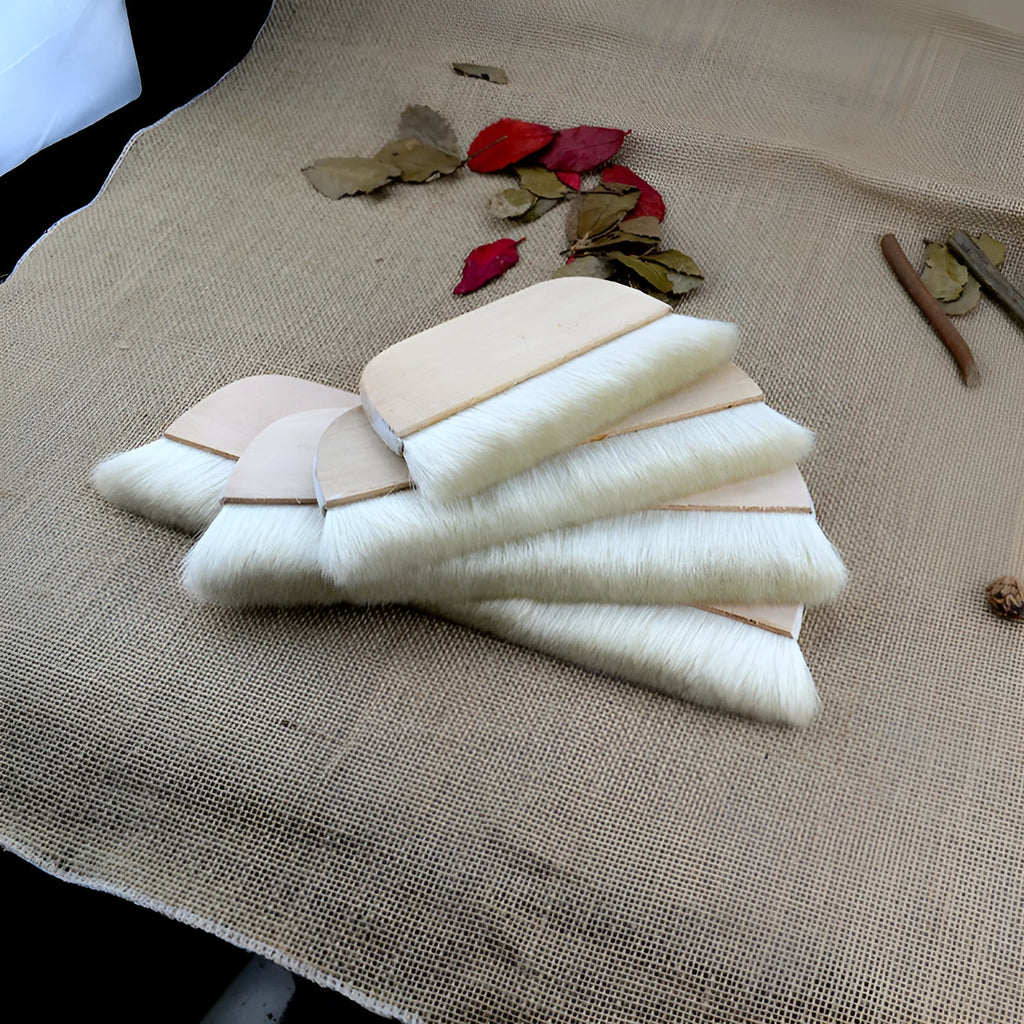 Natural wool brush for art mounting and board shading, shown in picture colour