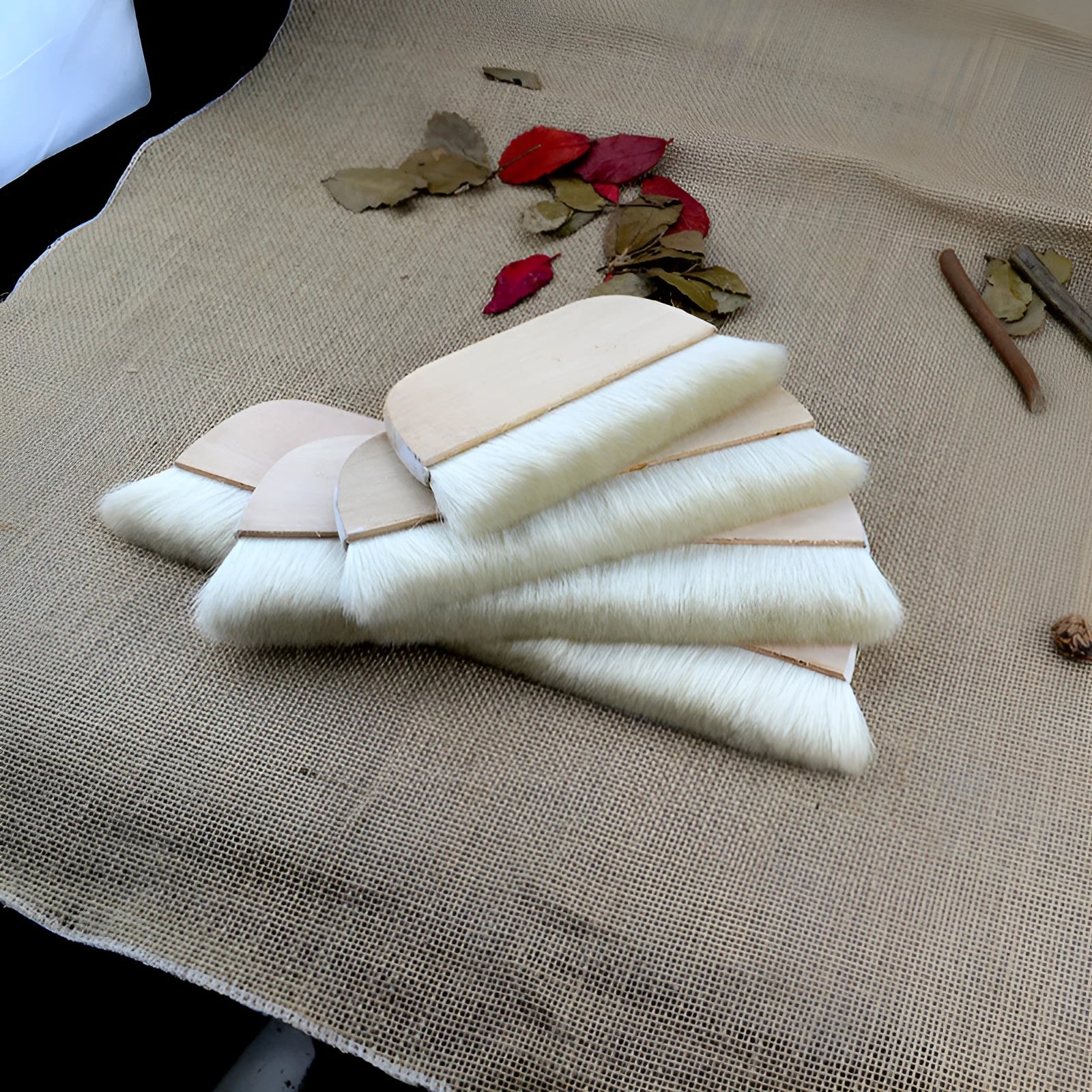 Natural wool brush for art mounting and board shading, shown in picture colour