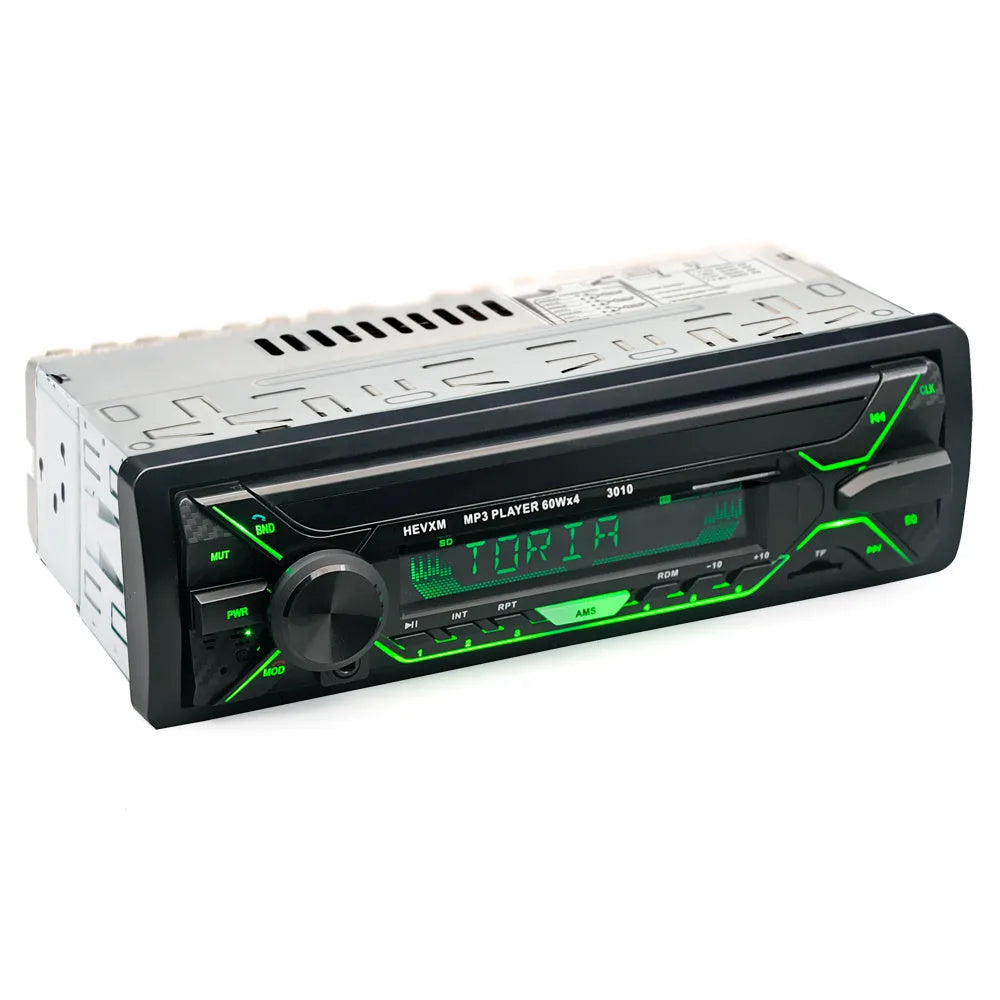 Car radio MP3 player with Bluetooth, USB port, TF card slot, LCD display, and rotary volume control