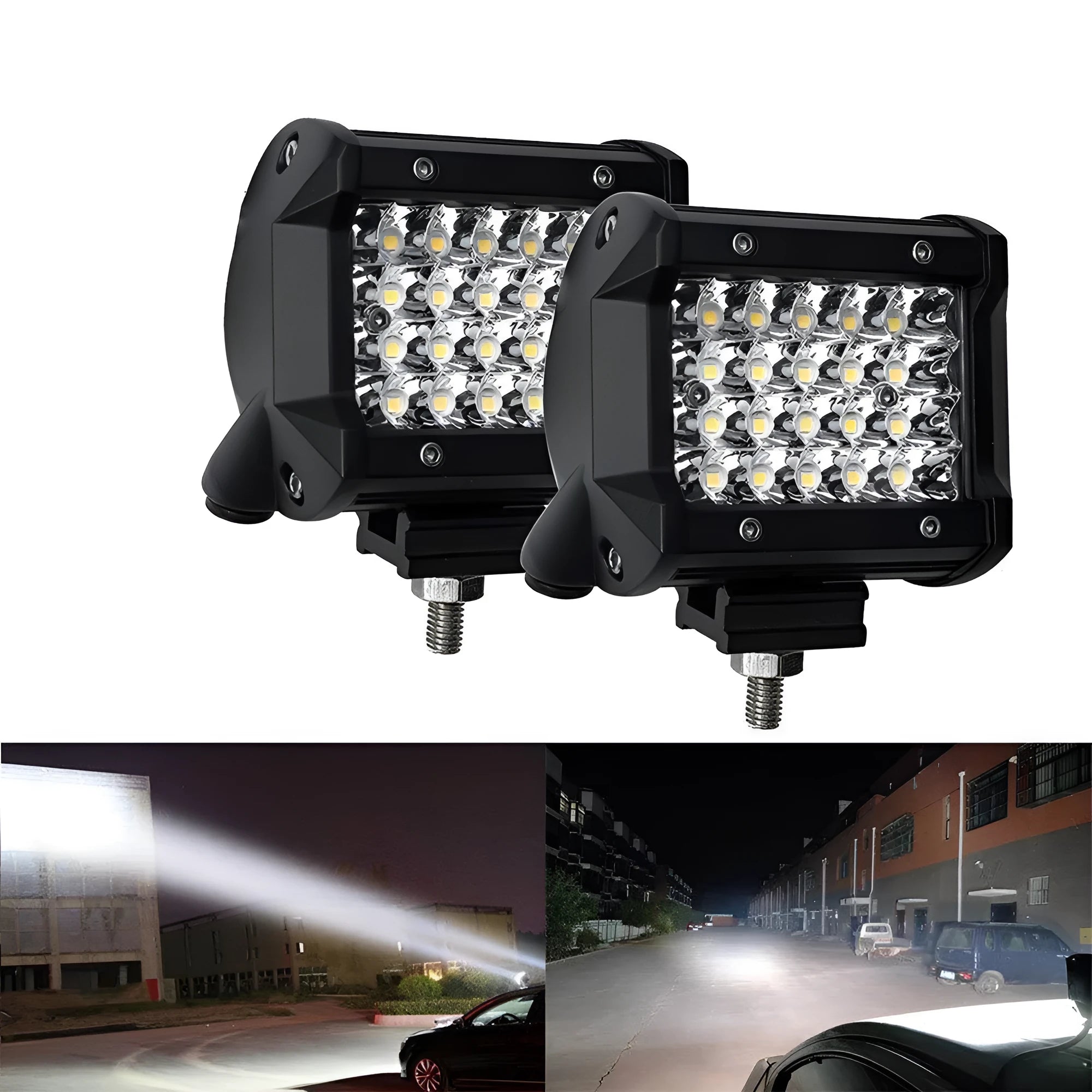 Black 4-row LED strip light with 24 LED beads for off-road vehicle mounting