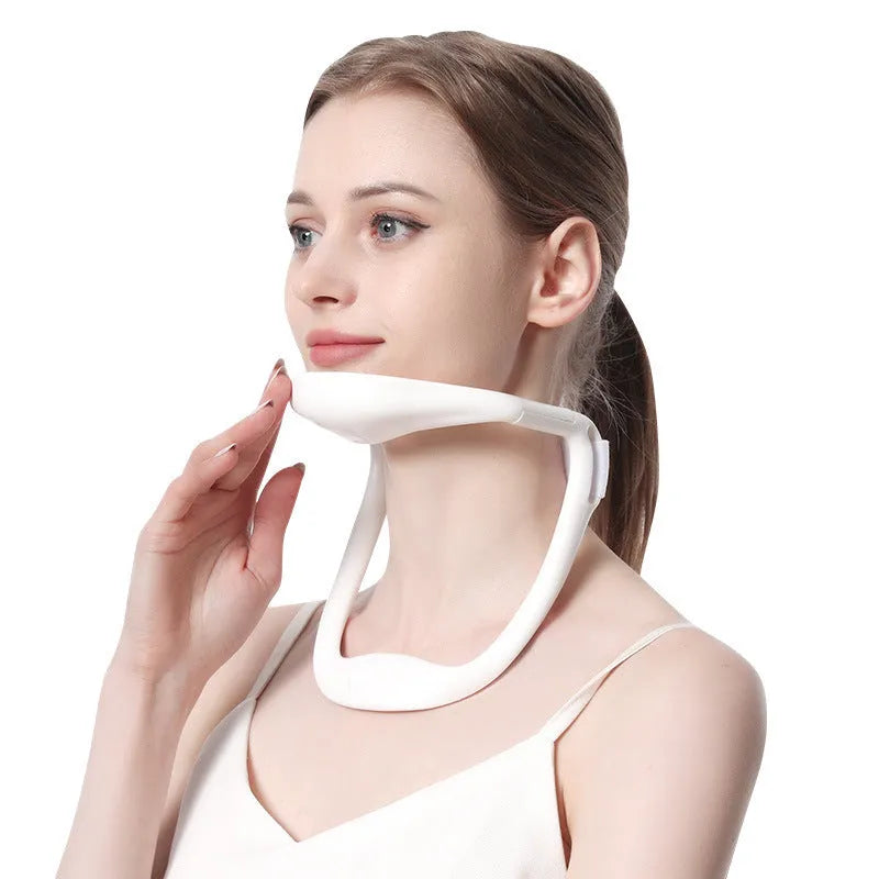 White PP plastic neck brace for shoulder and cervical spine support.