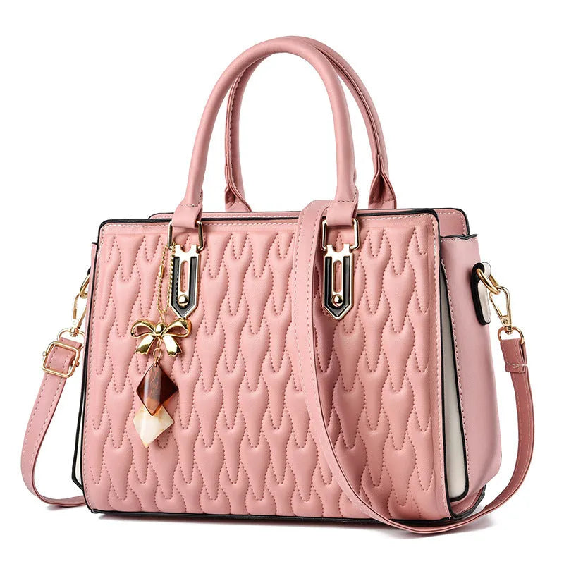 Women's large polyester shoulder messenger bag in street-trend style with pocket sandwich design