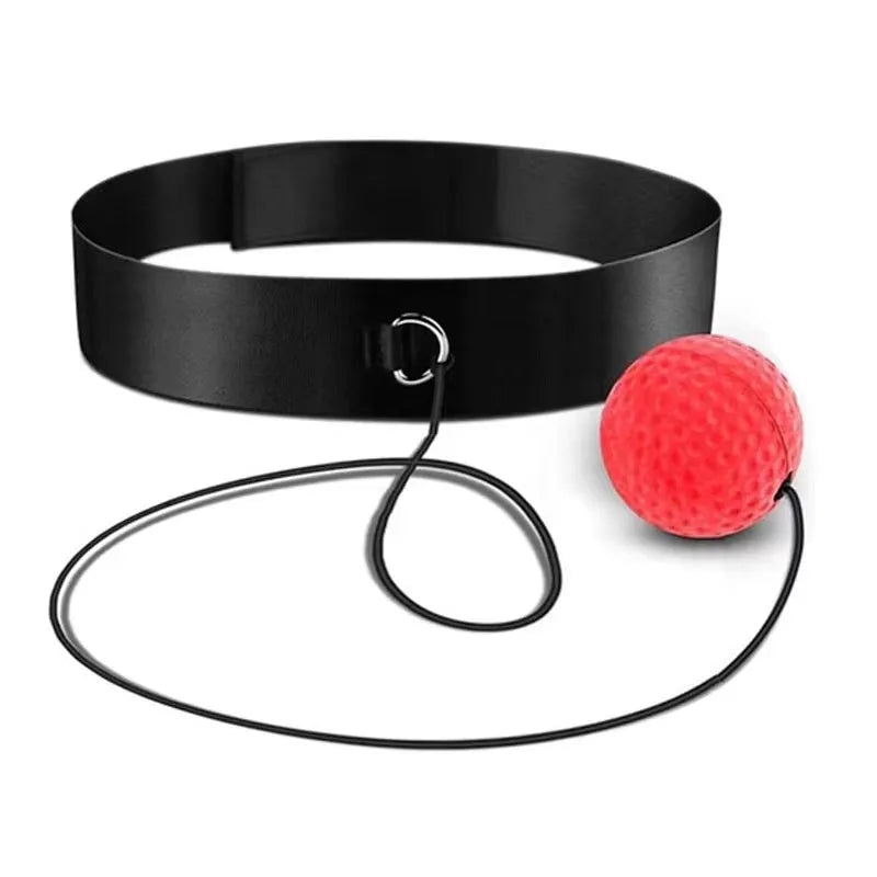 Boxing reaction ball set with multiple coloured balls and adjustable headbands for head-mounted training