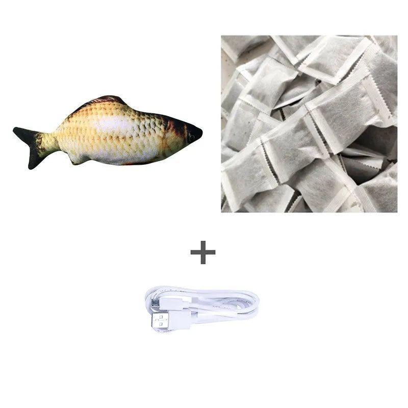 Electronic jumping fish cat toy without cat nip, 30cm multicolour design with USB cable