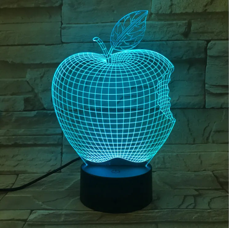 3D acrylic fruit-shaped LED night light with touch control and seven colour options.