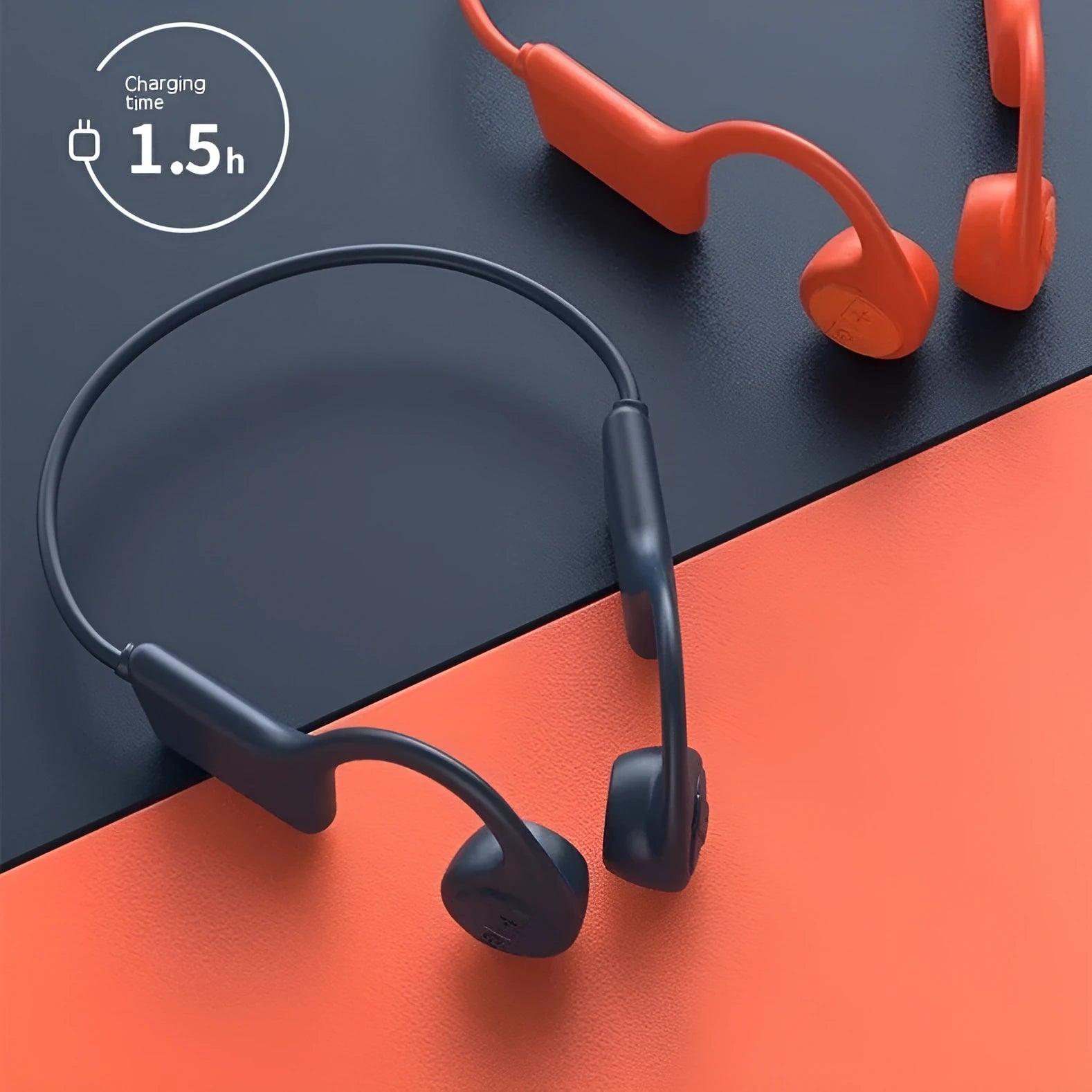 Real bone conduction Bluetooth headset in Black Top Version with ABS material and non-in-ear design