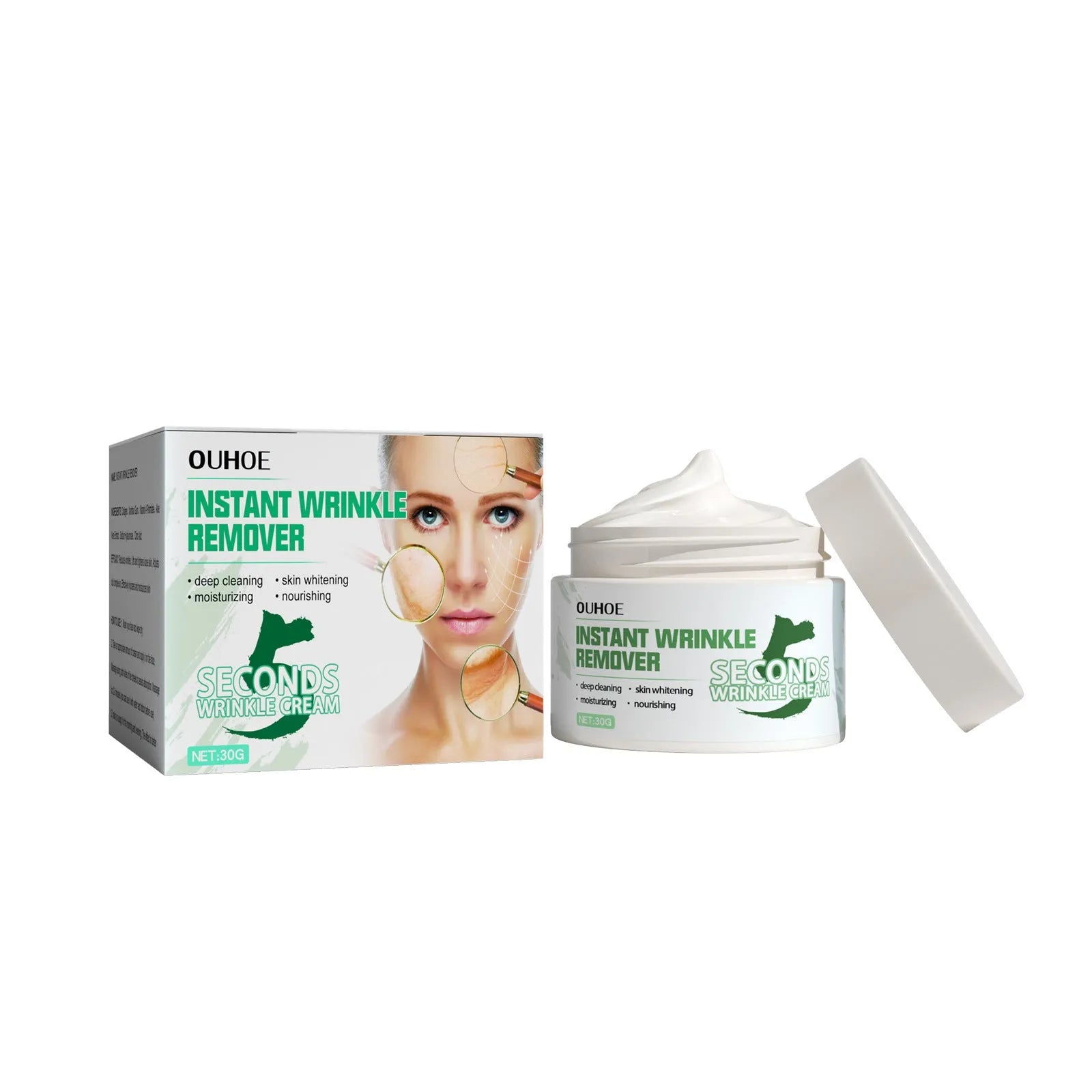 30g anti-ageing anti-wrinkle face cream container with hydrating formula for daily skincare use