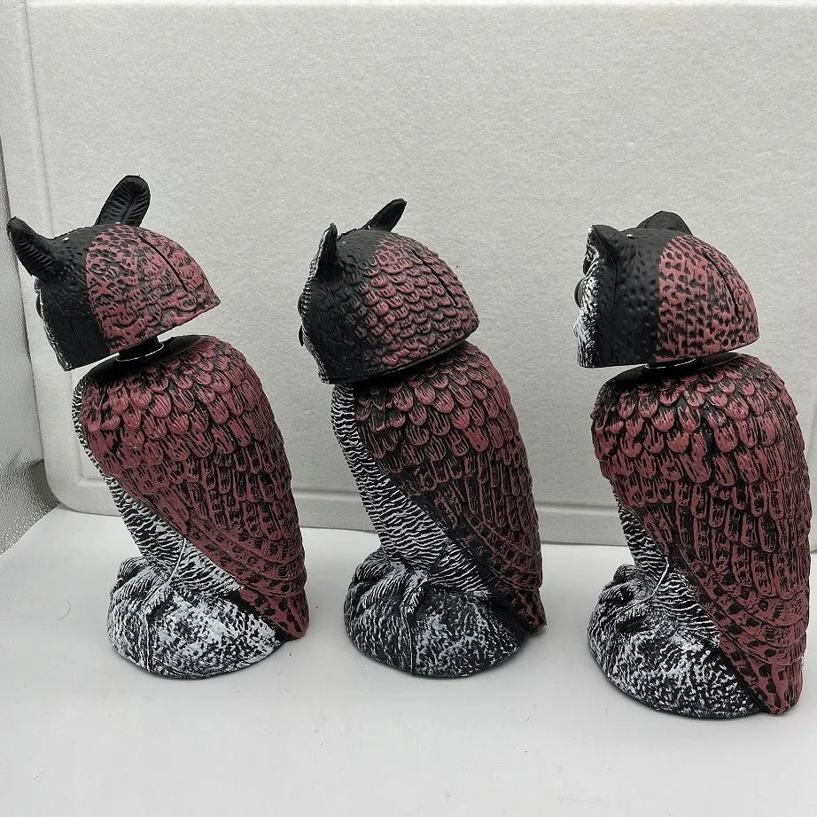 Artificial owl bait ornament with shaking head design for outdoor bird deterrent
