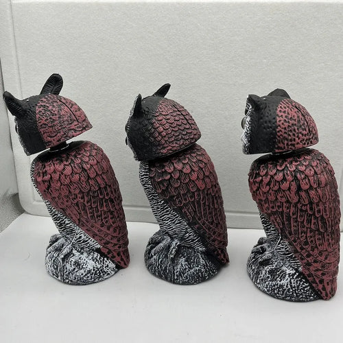 Artificial owl bait ornament with shaking head design for outdoor bird deterrent