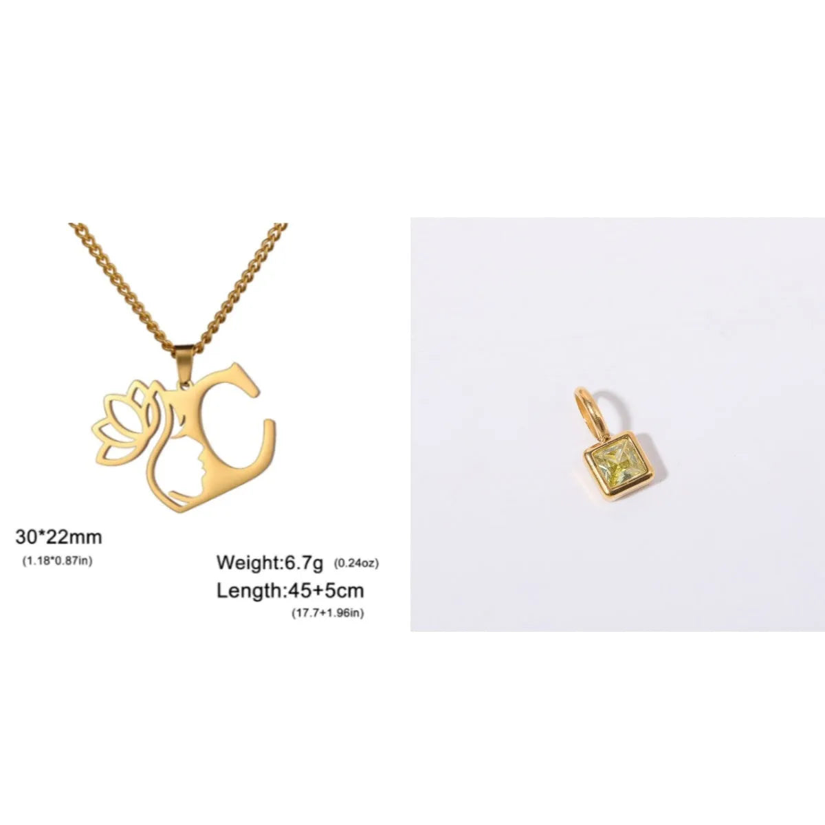 Stainless steel cross chain necklace with single pendant in gold or silver colour