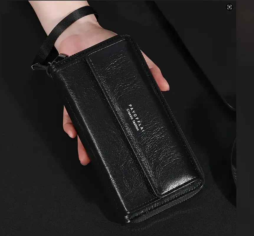 Men's PU leather wallet with multiple card slots in black, brown and coffee brown colours